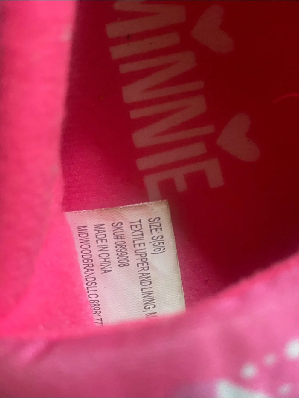 Disney Pink Minnie Mouse Kids Slippers
